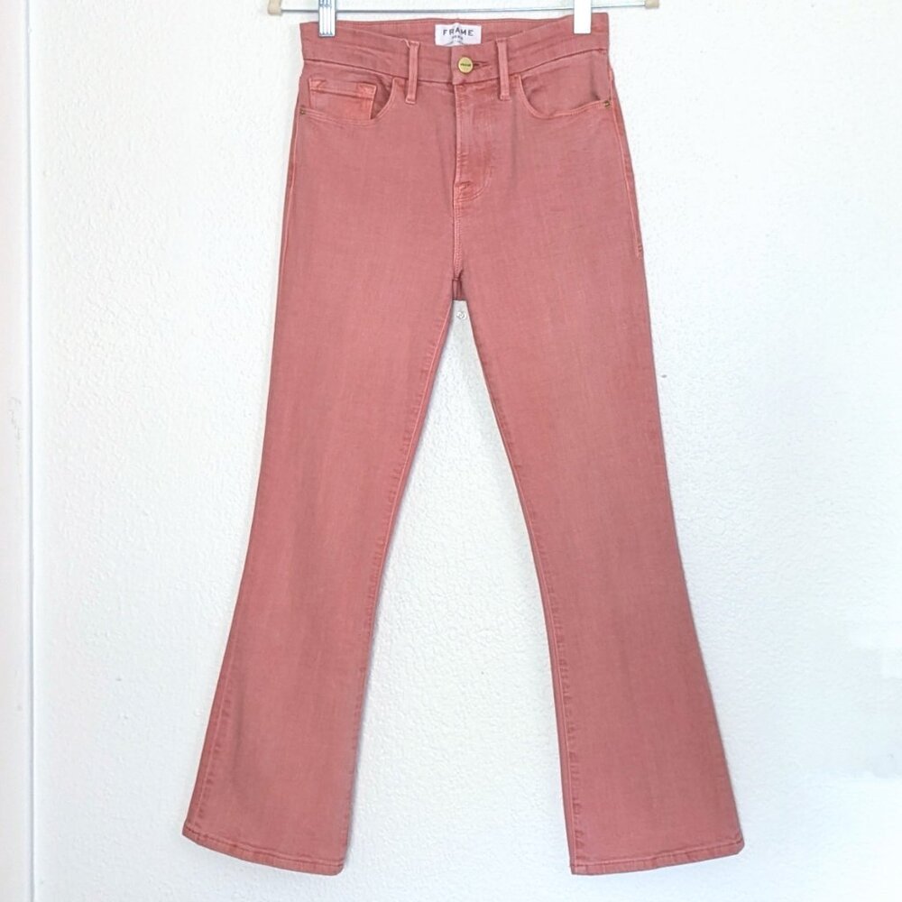 Frame Denim Womens Peony Pink Le Cropped Mini Bootcut Mid Rise Jeans Size 25